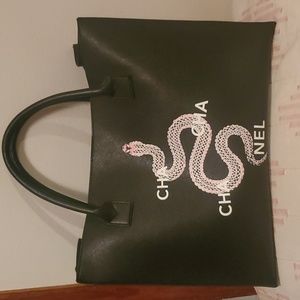 LATC black ch ch ch anel tote